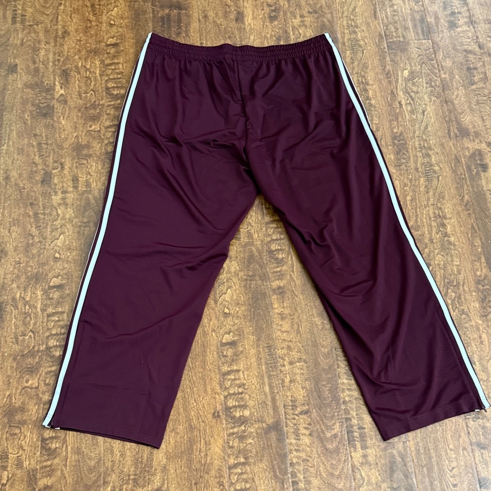 Adidas Maroon Trefoil Track Pants with White Stripes Size XXL - Picture 12 of 16